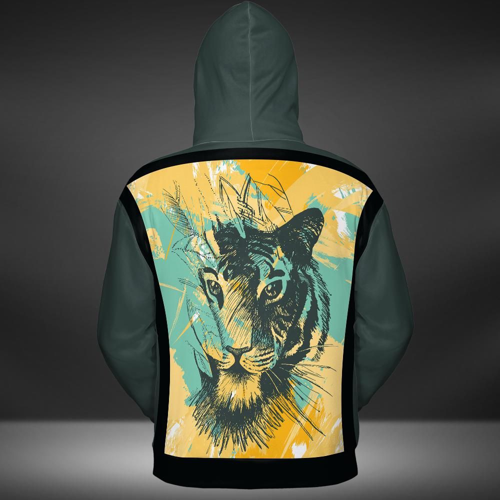 Tiger Art In Colour Hoodie